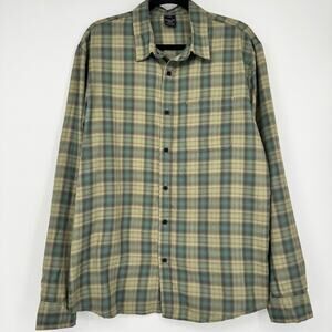 Oakley Men's Custom Fit Green Plaid Long Sleeve Button‎ Up Shirt Size L
